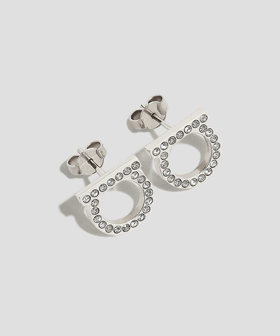 Ferragamo Aretes De Gancini Con Cristales