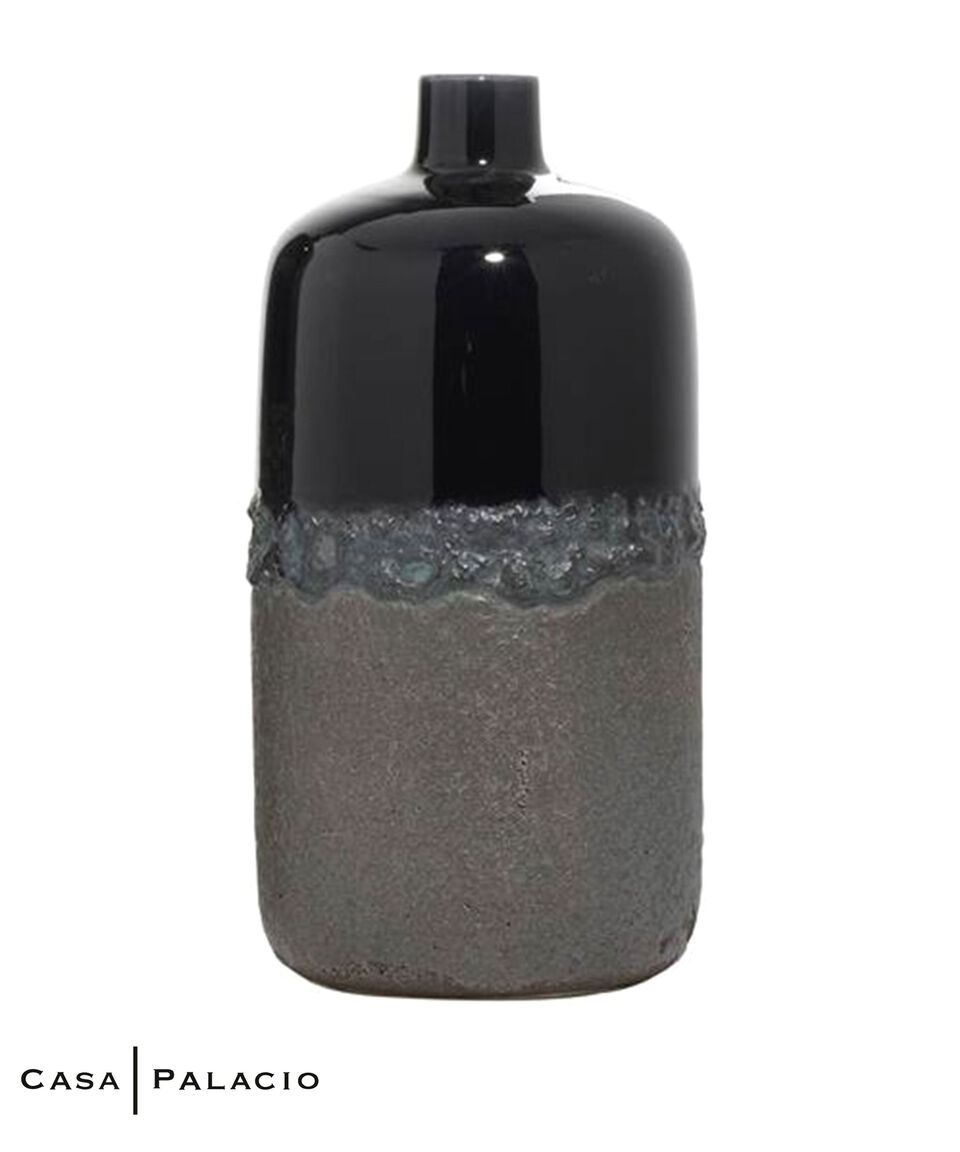 Uma Florero Decorativo Rústico Chico en Cerámica Black Grey