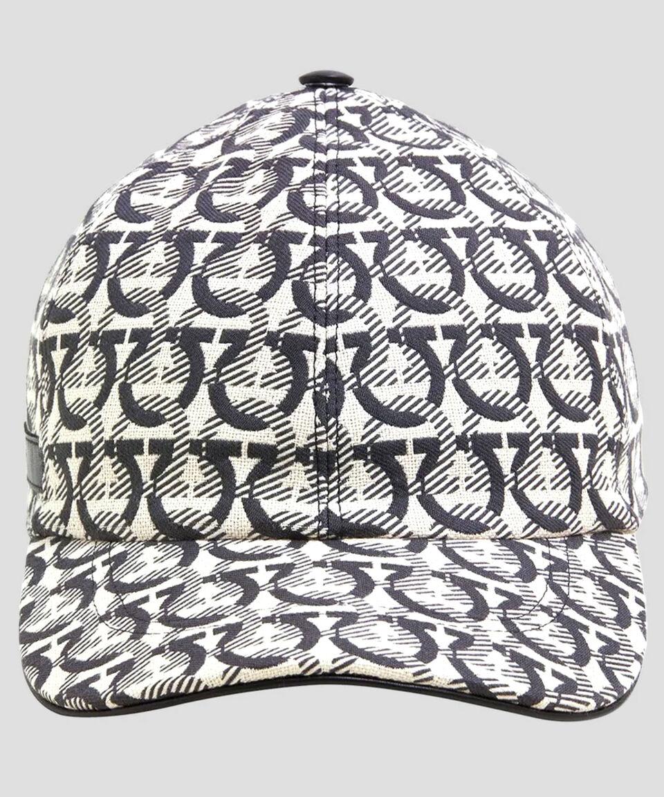Ferragamo Gorra de béisbol con estampado Gancini entrelazado Hombre