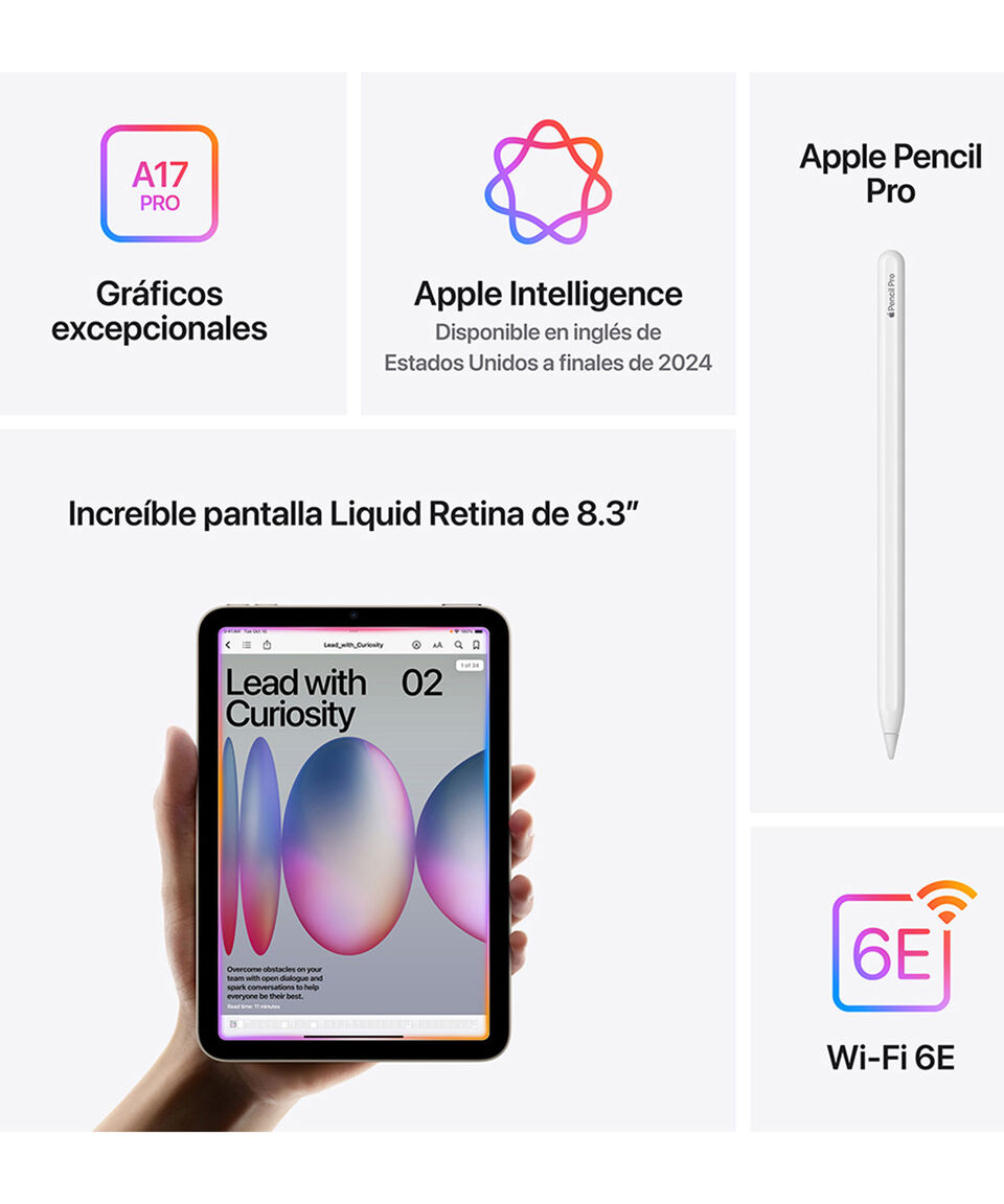 Apple IPad Mini Wi-Fi 8.3" Chip A17 Pro 128 GB Gris Espacial