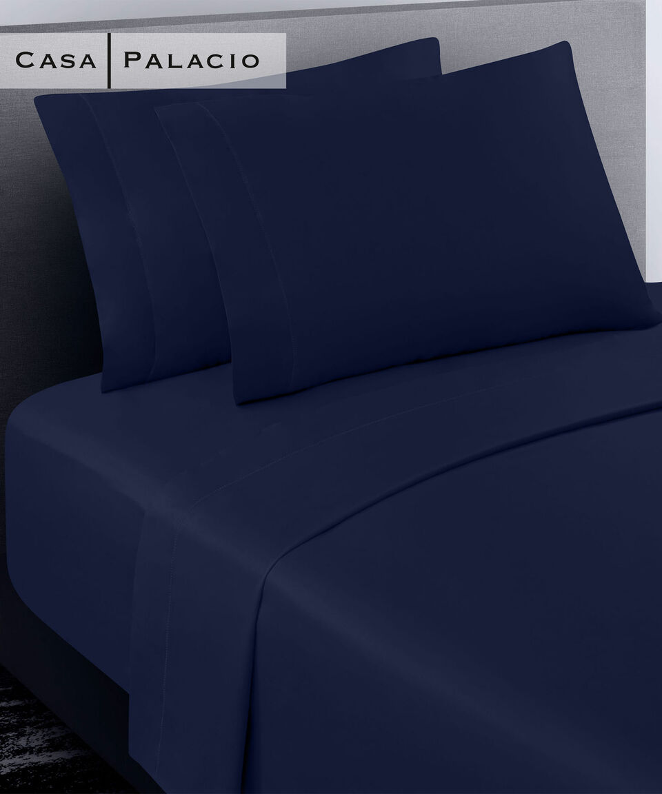 Casa Palacio Juego de Sábanas King Size en Algodón Royal Azul marino