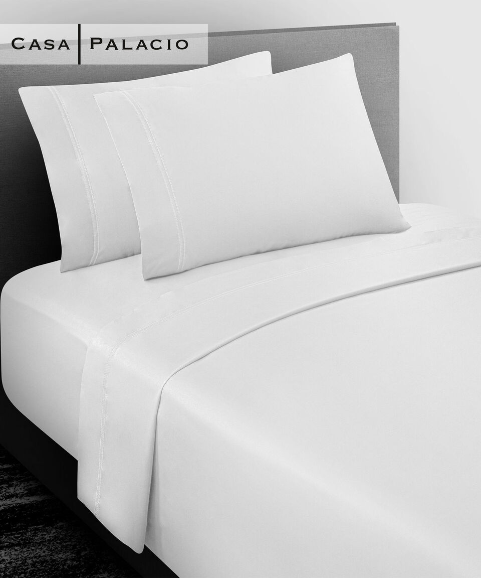 Casa Palacio Juego De Sabanas Matrimonial En Algodón Imperial Blanco