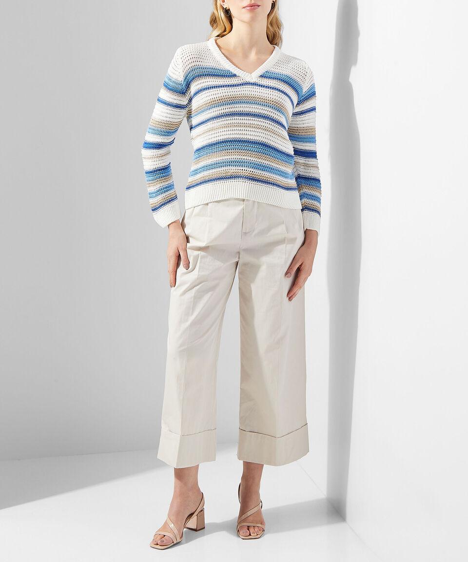 Julio Suéter Tejido Calado A Rayas Con Lúrex Mujer