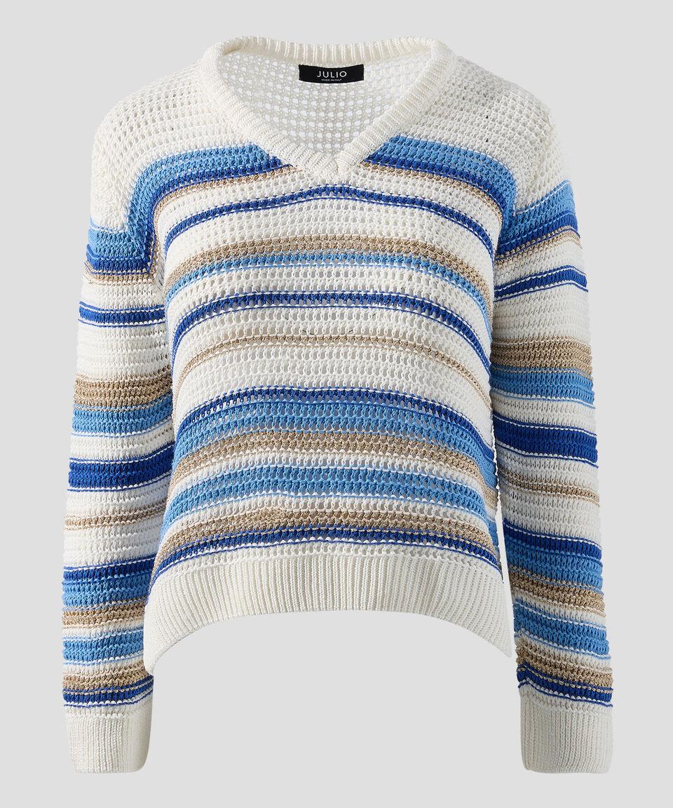 Julio Suéter Tejido Calado A Rayas Con Lúrex Mujer