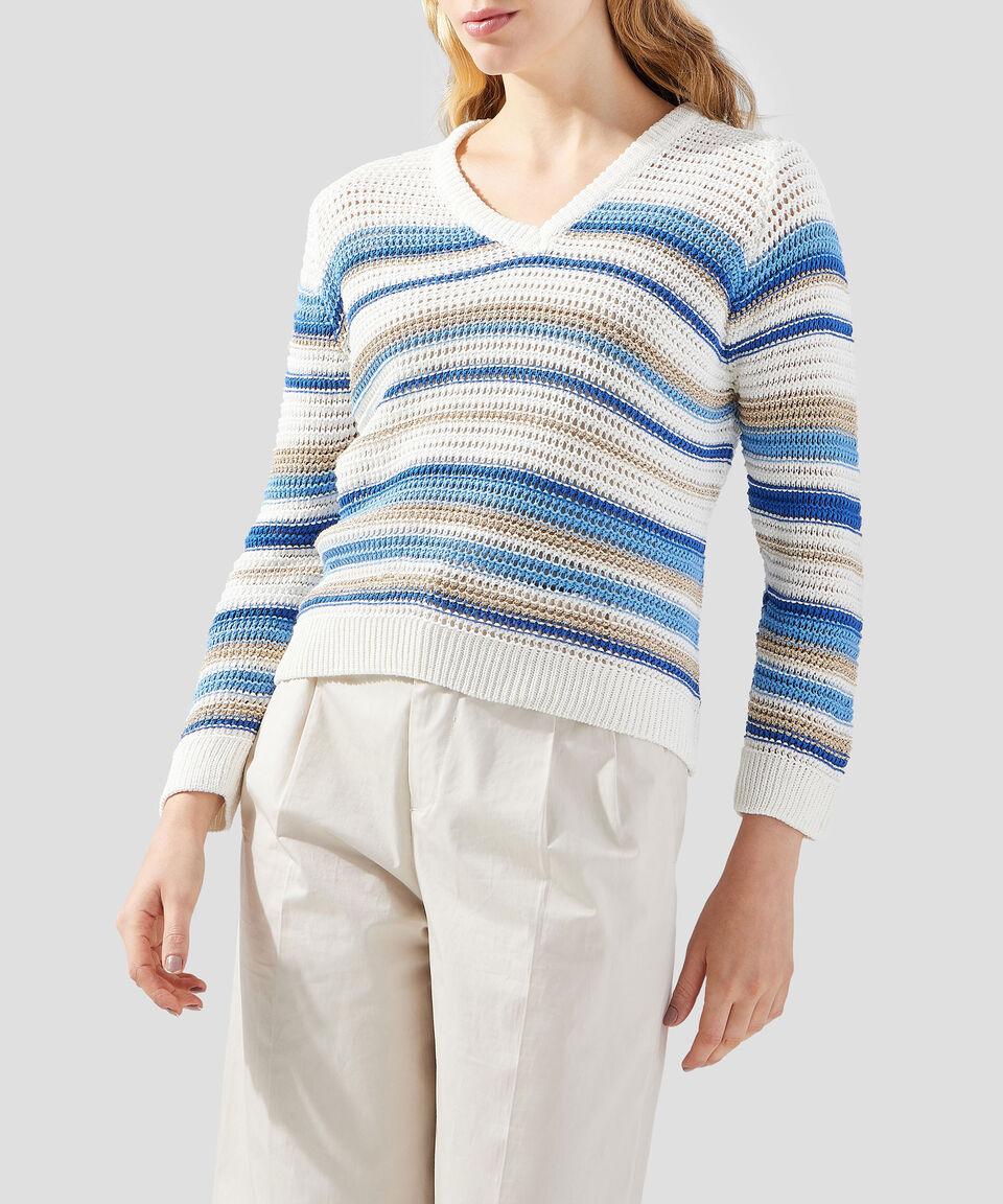 Julio Suéter tejido calado a rayas con lúrex Mujer