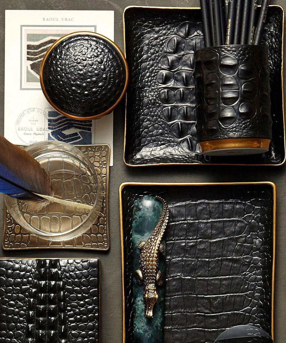 L Objet Portalápices Cocodrilo En Porcelana Fina