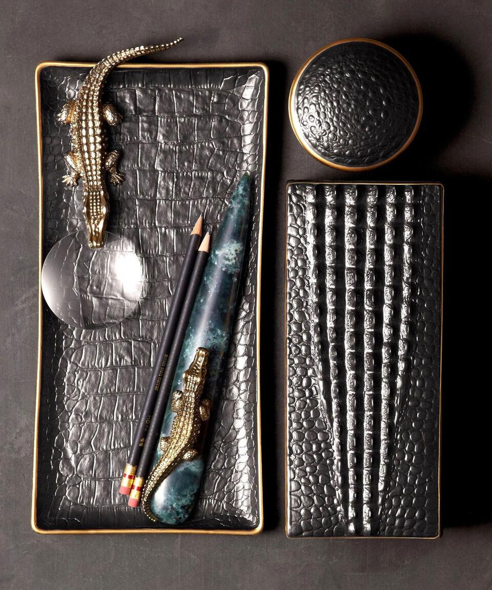 L Objet Portalápices Cocodrilo En Porcelana Fina