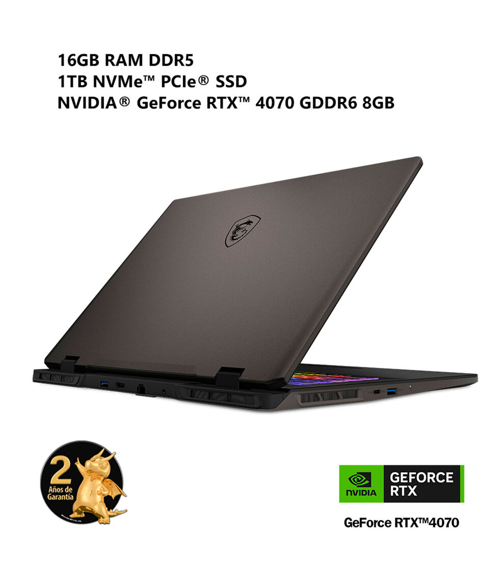 MSI Laptop Gaming Sword 17 HX B13V 17.3" Nvidia GeForce RTX4070 Intel Core I7-13700HX RAM 16 GB SSD 1 TB