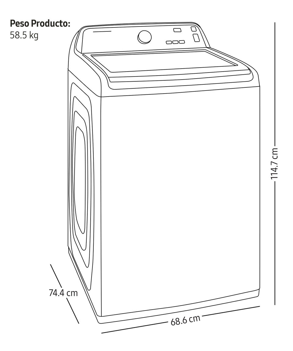 Samsung Lavadora Semiautomática 23 Kg De Carga Superior WA23C3554GV-AX Negra