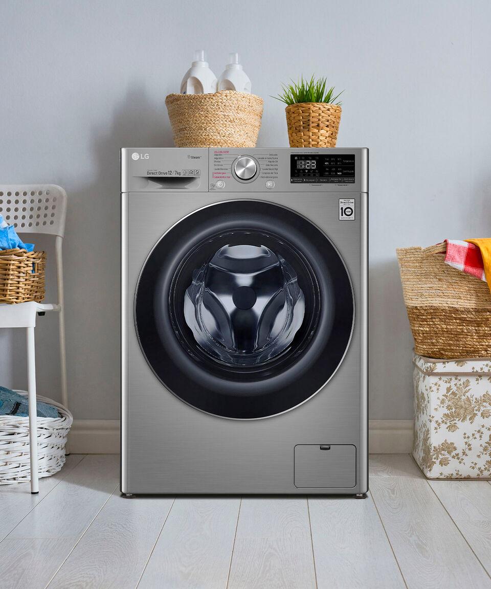 Lg Lavasecadora Eléctrica 12 Kg De Carga Frontal WD12VVC4S6S Acero