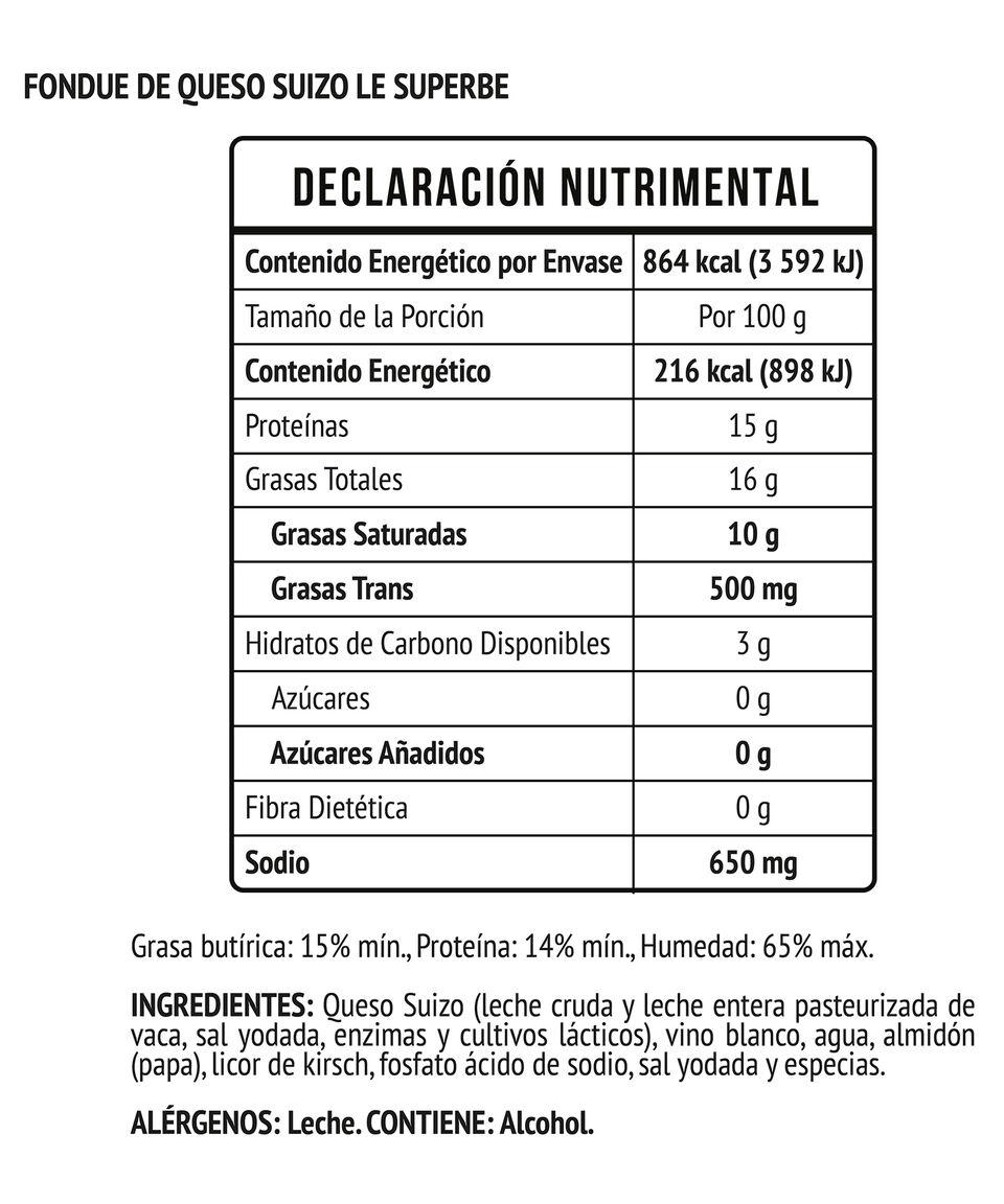 Le SUPERBE Fondue De Queso Suizo 400 Gr