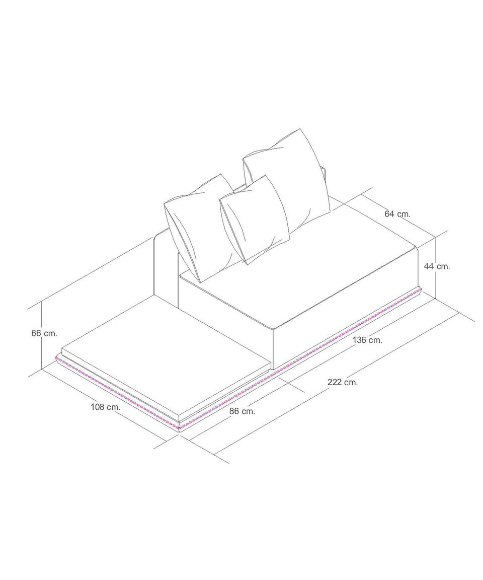 Boal Love Seat Modular Izquierdo Con Mesa Grezza En Tela