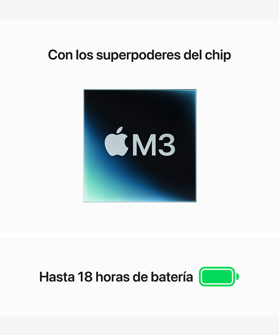 Apple MacBook Air 13" Chip M3 CPU De 8 Núcleos GPU De 8 Núcleos RAM 16 GB SSD 256 GB Medianoche