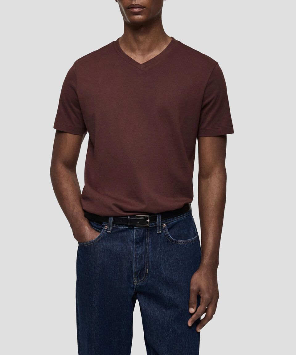 Mango Playera Cuello V Manga Corta Hombre