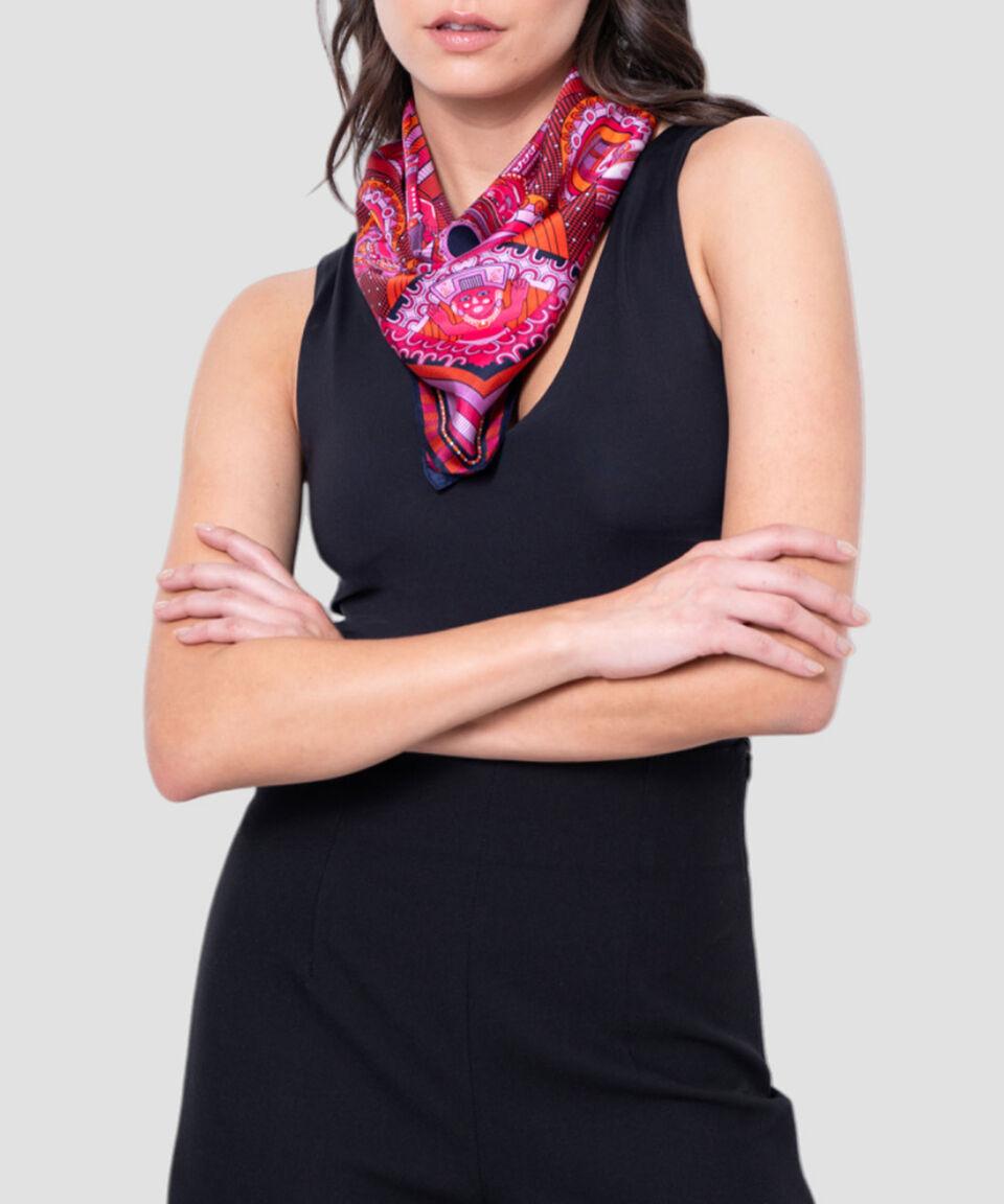 Pineda Covalin Mascada Caritas Veracruz En Seda Fucsia Mujer