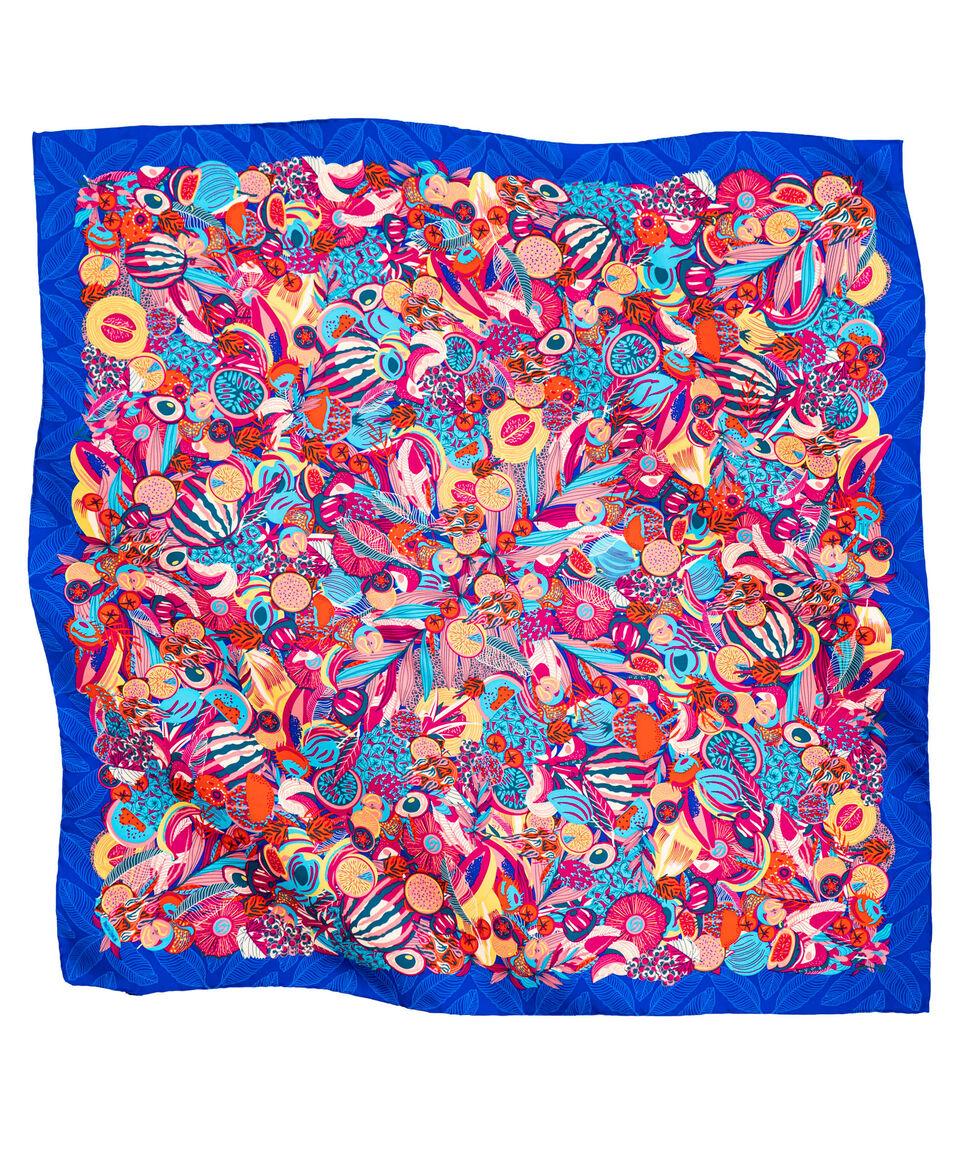 Pineda Covalin Mascada de seda azul estampada Mujer