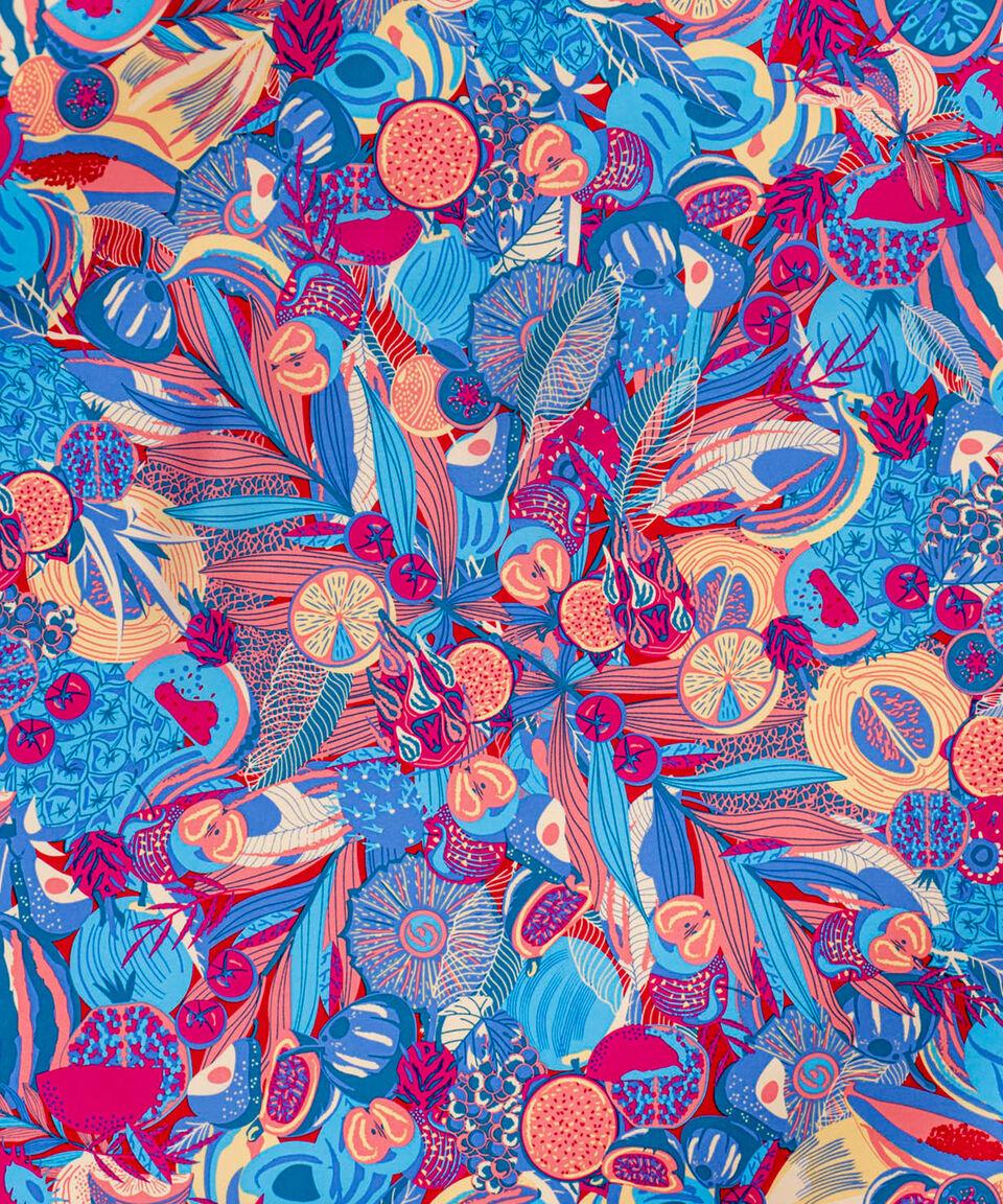 Pineda Covalin Mascada De Seda Roja Estampada Mujer