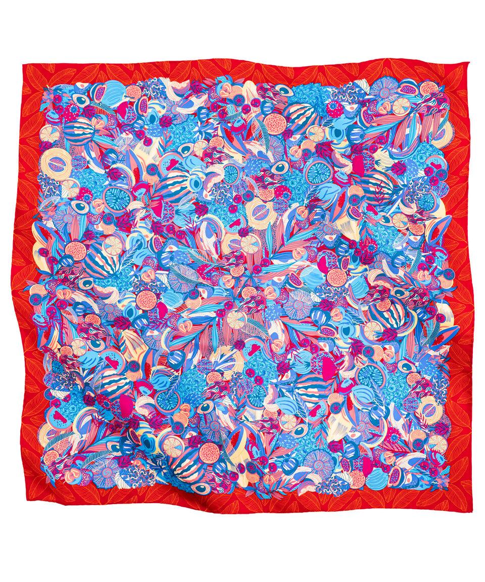 Pineda Covalin Mascada de seda roja estampada Mujer