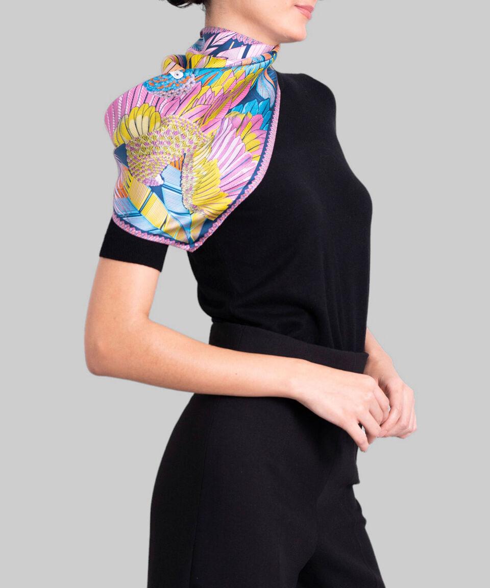 Pineda Covalin Mascada En Seda Azul Guacamaya Mujer