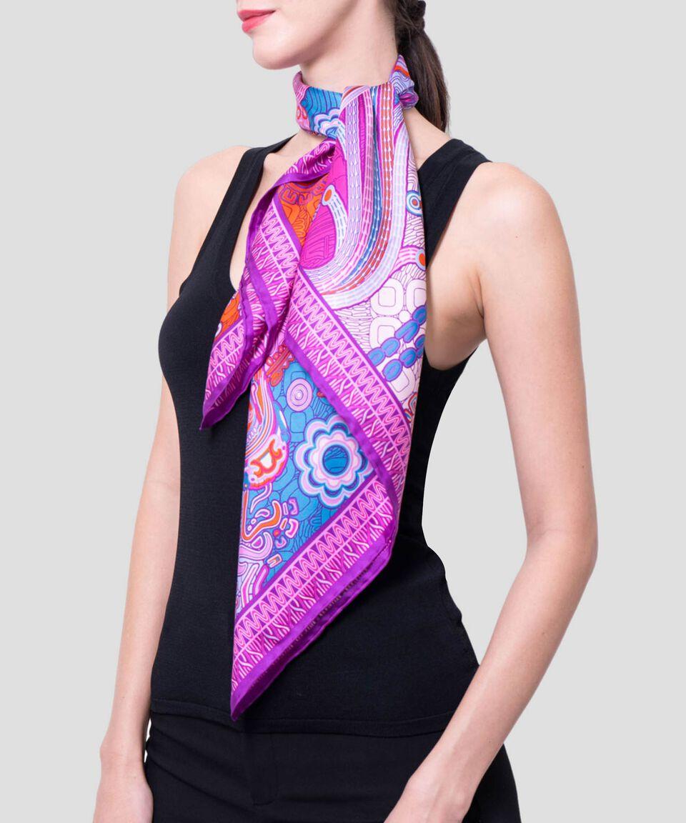 Pineda Covalin Mascada En Seda Lila Estampada Mujer