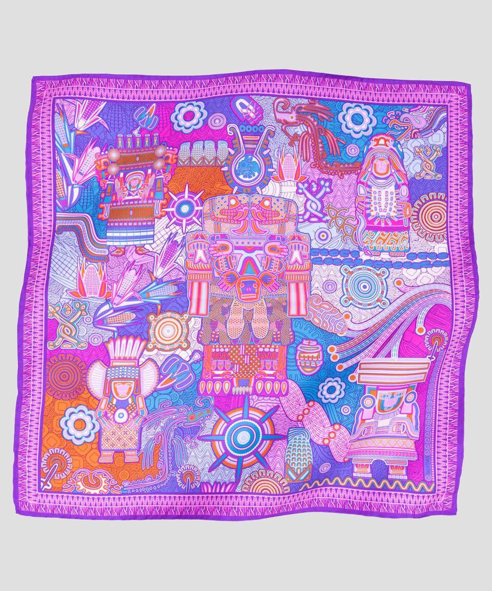 Pineda Covalin Mascada en seda Lila estampada Mujer