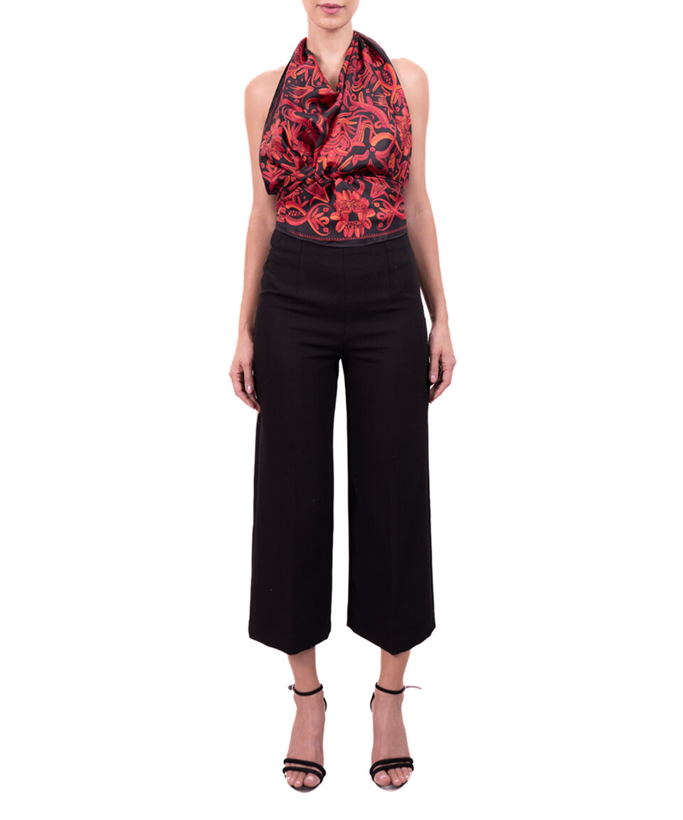 Pineda Covalin Mascada En Seda Quetzalcóatl Negro Y Rojo Mujer