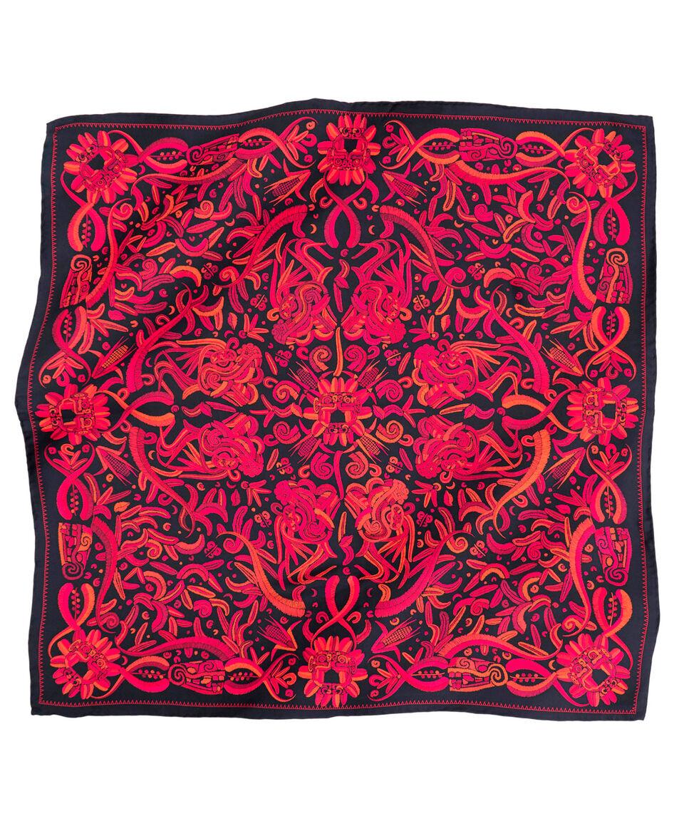 Pineda Covalin Mascada en seda Quetzalcóatl negro y rojo Mujer