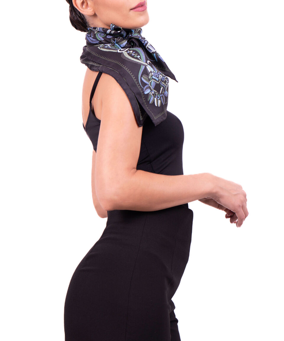 Pineda Covalin Mascada En Seda Quetzalcóatl Verde Mujer