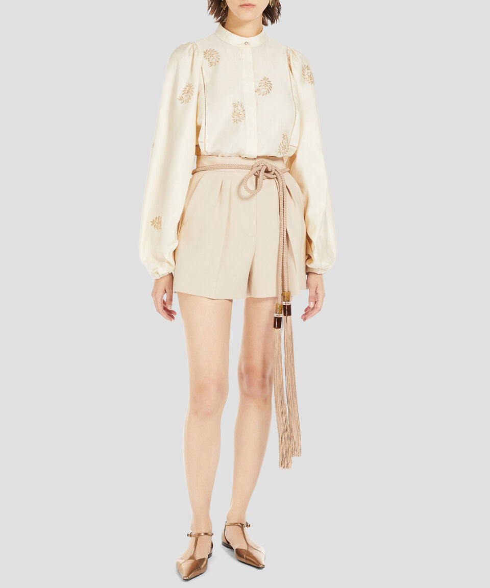 MaxMara Camisa Bordada Manga Larga Mujer