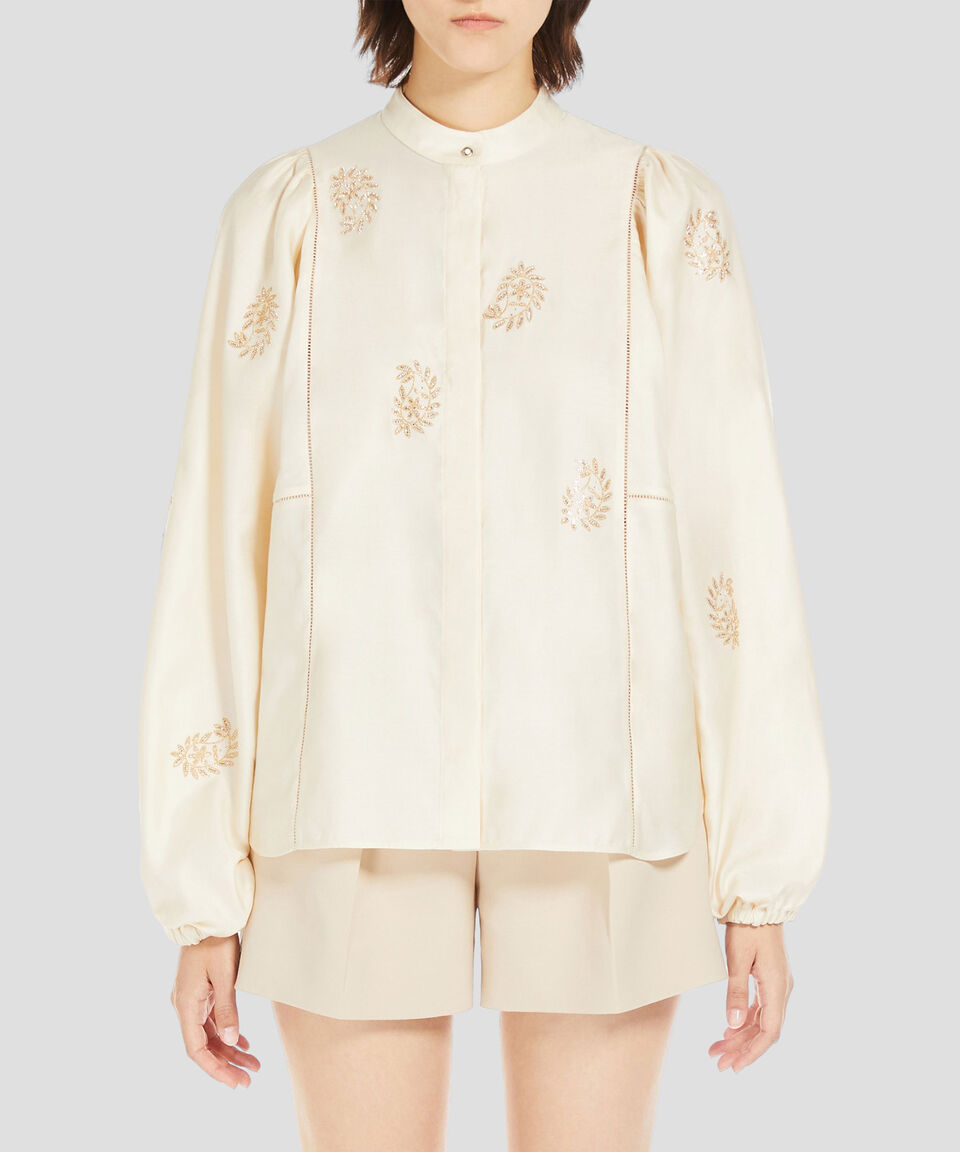 MaxMara Camisa Bordada Manga Larga Mujer