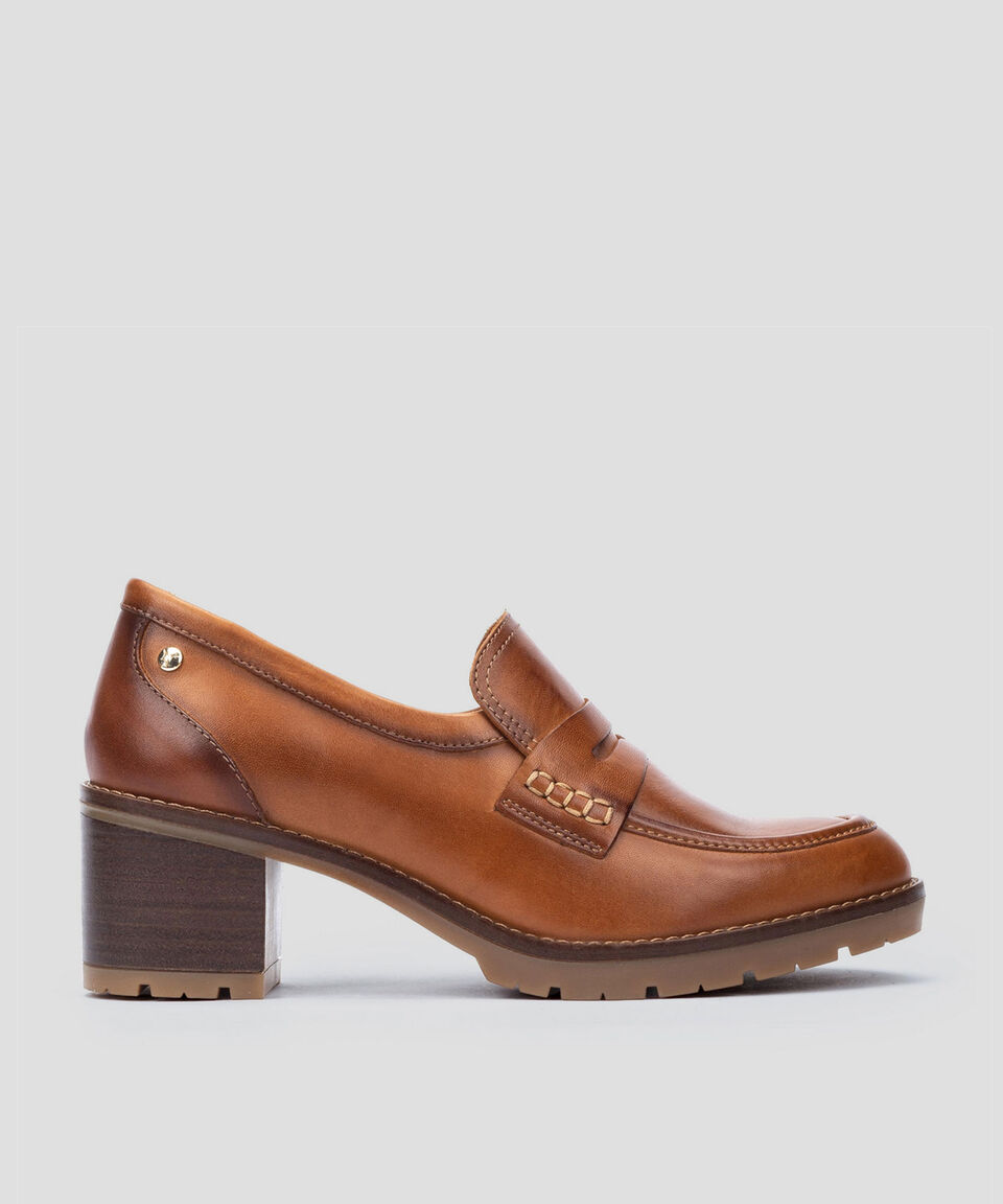 Pikolinos Mocasines Llanes De Piel Con Tacón Medio Ancho Y Cintillo Mujer