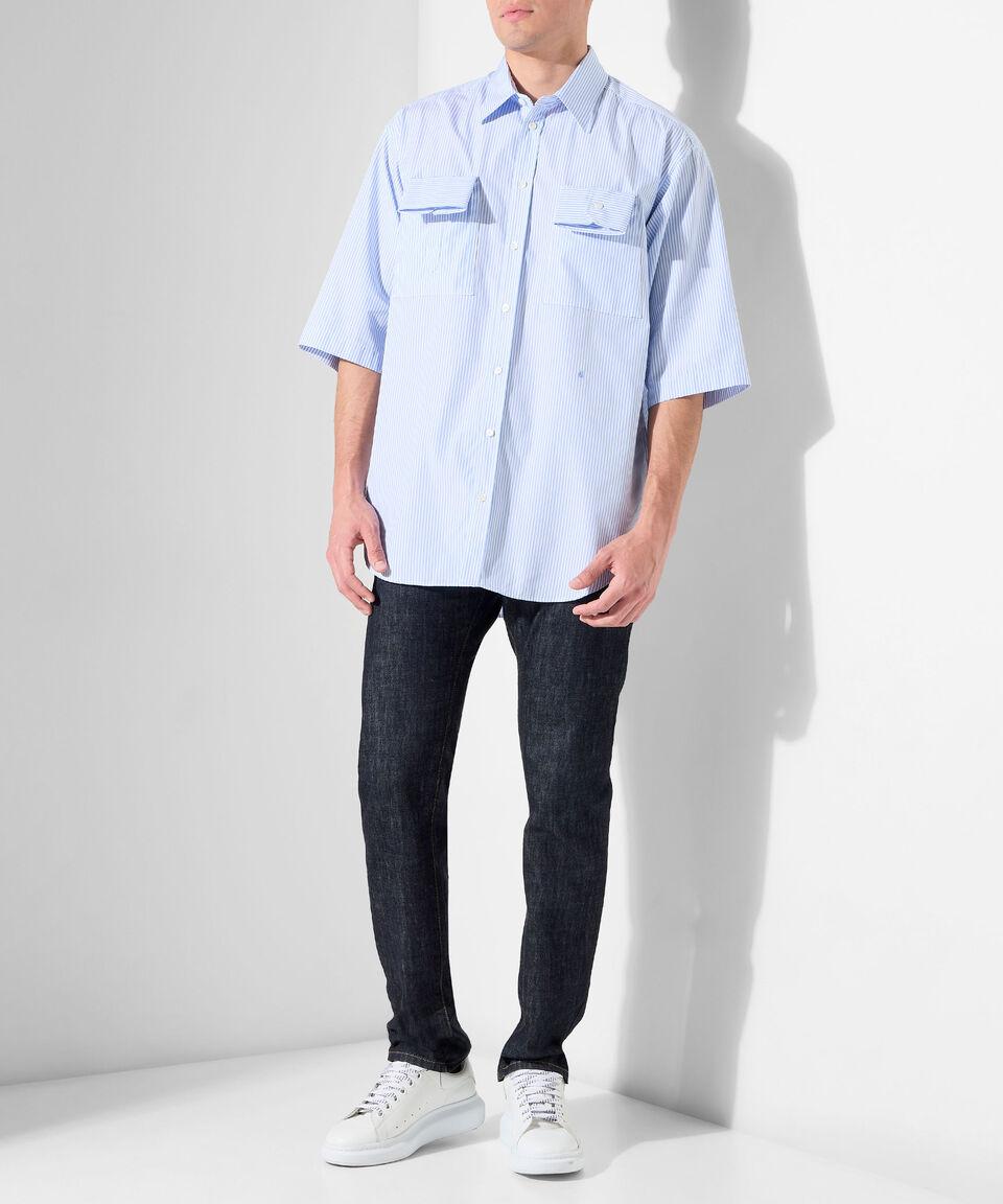 Moschino Camisa De Rayas Con Manga Corta Hombre