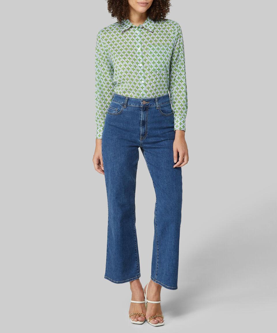 Nautica Camisa Estampada De Manga Larga Mujer