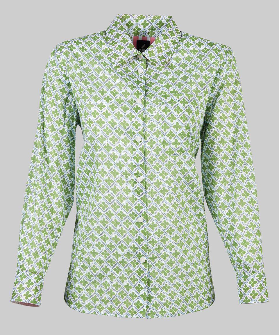 Nautica Camisa Estampada De Manga Larga Mujer
