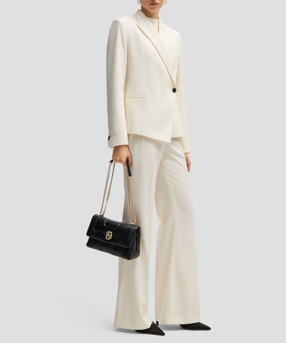 Boss Pantalones Regular Fit En Sarga De Mezcla De Lana Mujer