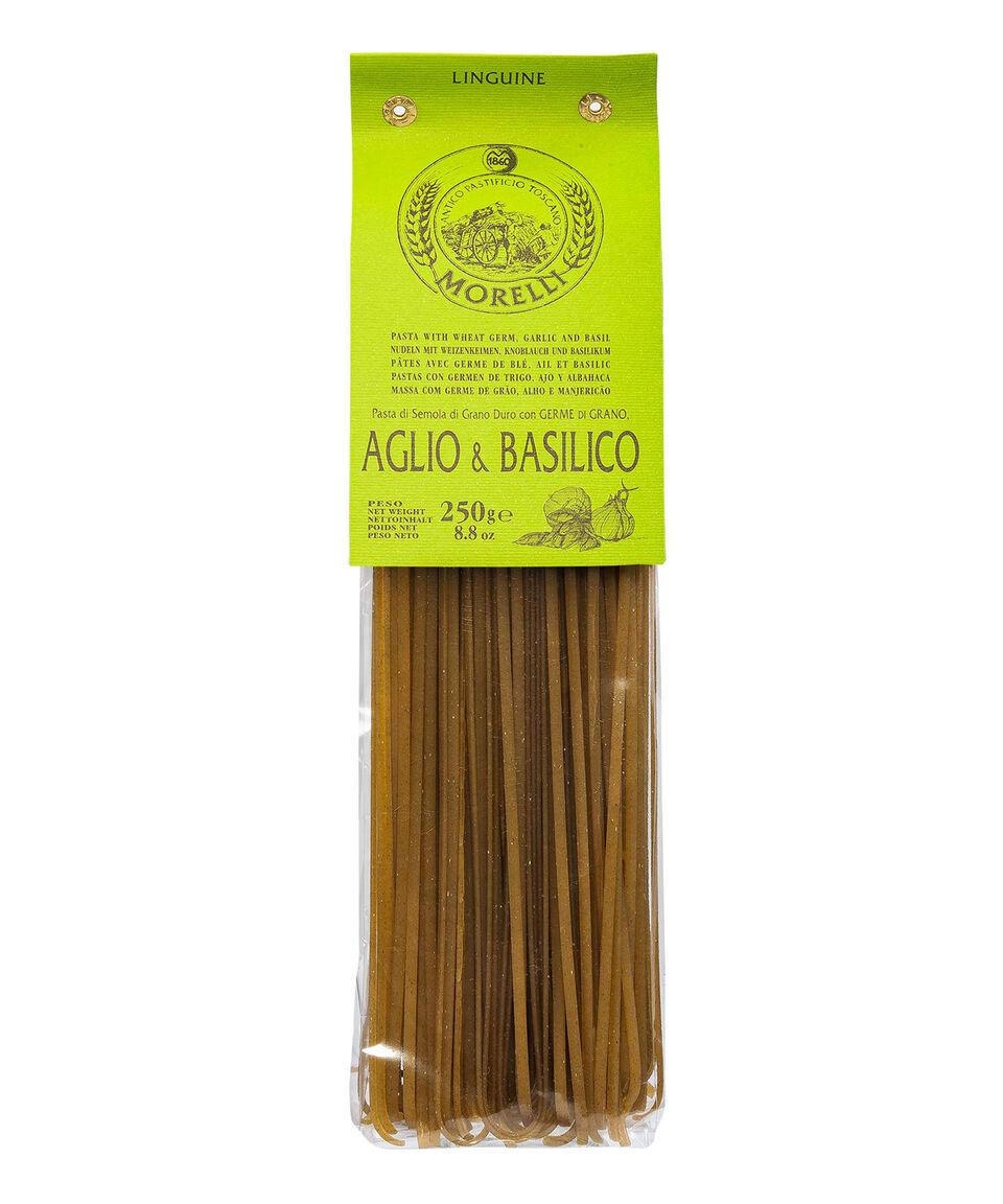 Morelli Pasta Linguine Sémola de Trigo duro Sabor Ajo y Albahaca 250 g