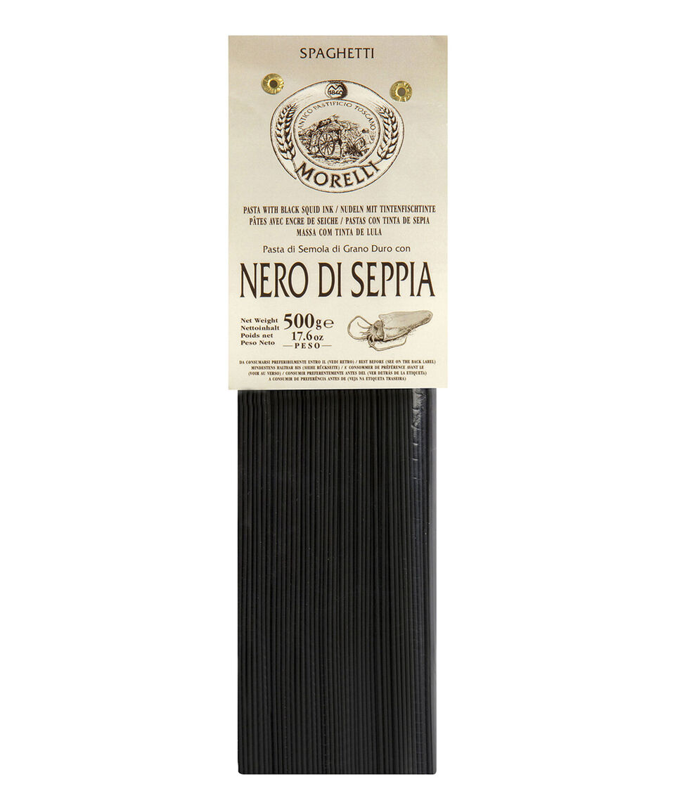 Morelli Pasta Spaghetti Sémola de Trigo duro con Tinta de Sepia 500 g