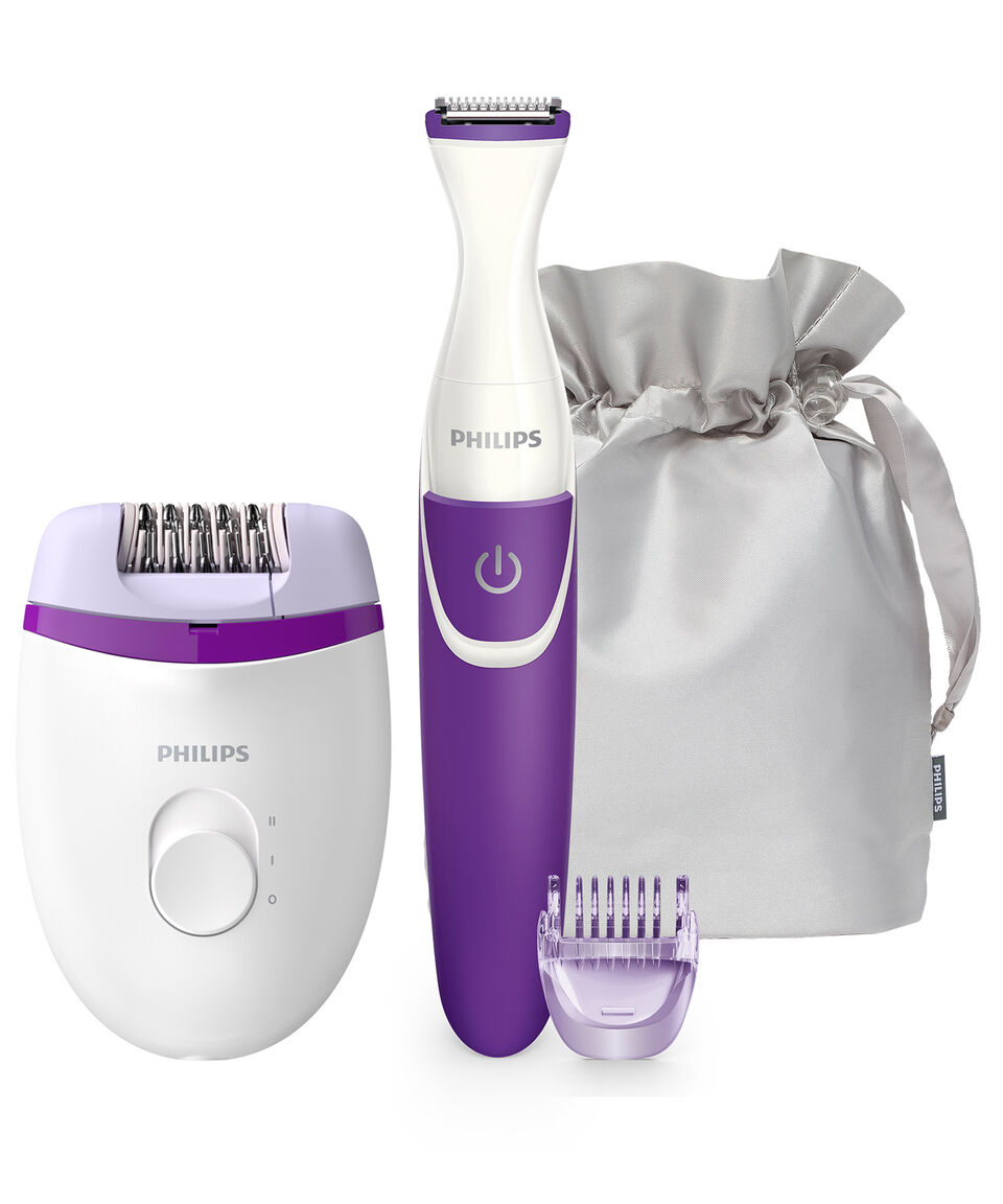 Philips Philips Satinelle Essential Depiladora Con Cable Compacta recortador de bikini y bolsa para viajes BRP505/00