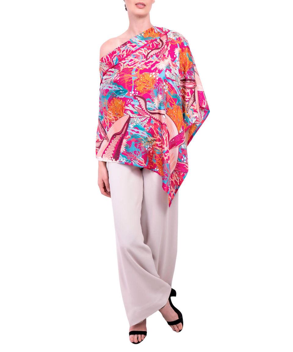 Pineda Covalin Poncho Estampado Multicolor Mujer