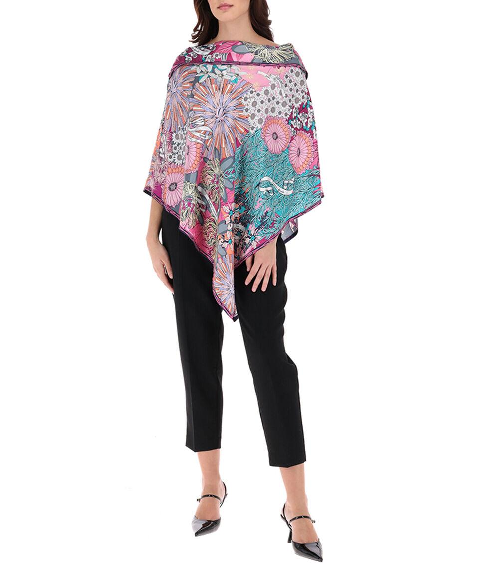 Pineda Covalin Poncho Multicolor Flores Mujer
