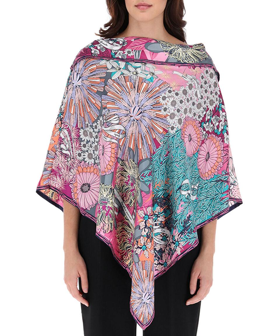 Pineda Covalin Poncho multicolor flores Mujer