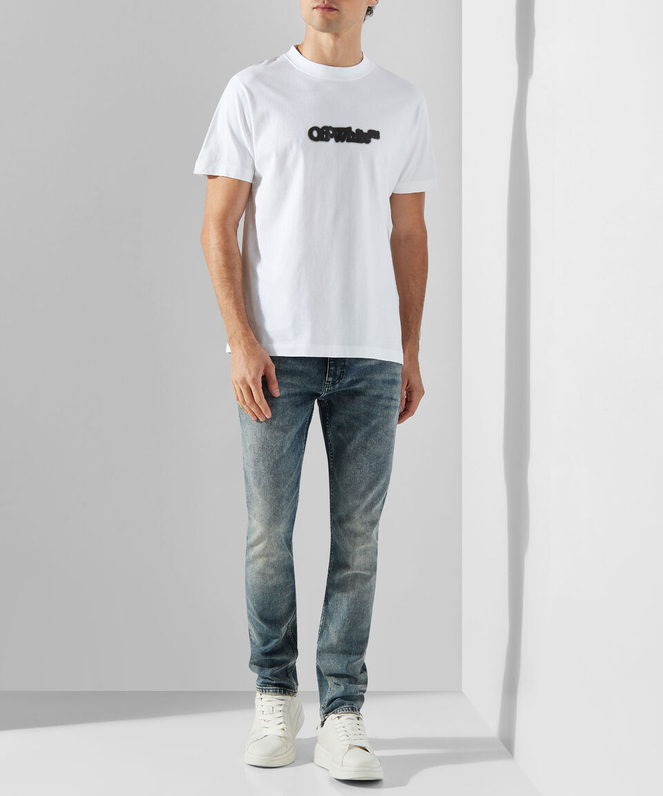 Off-White Playera Cuello Redondo Manga Corta Hombre