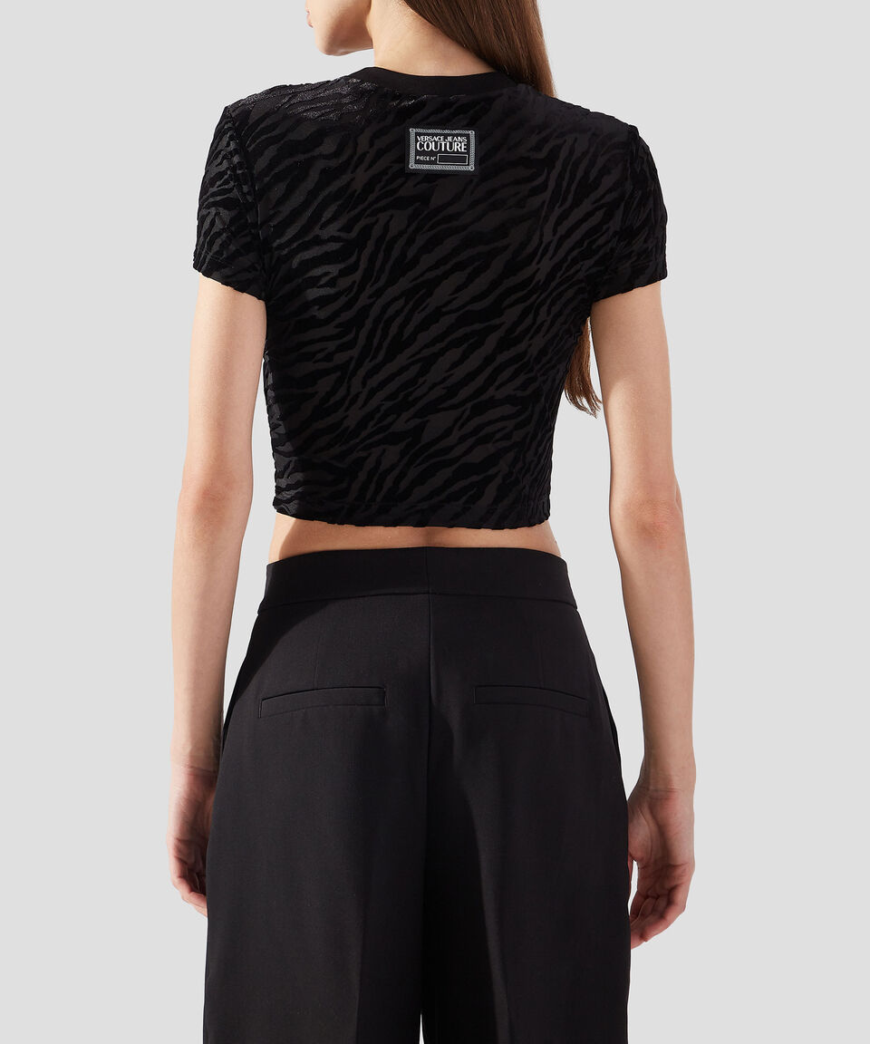 Versace Jeans Couture Playera Cuello Redondo Manga Corta Zebra Mujer