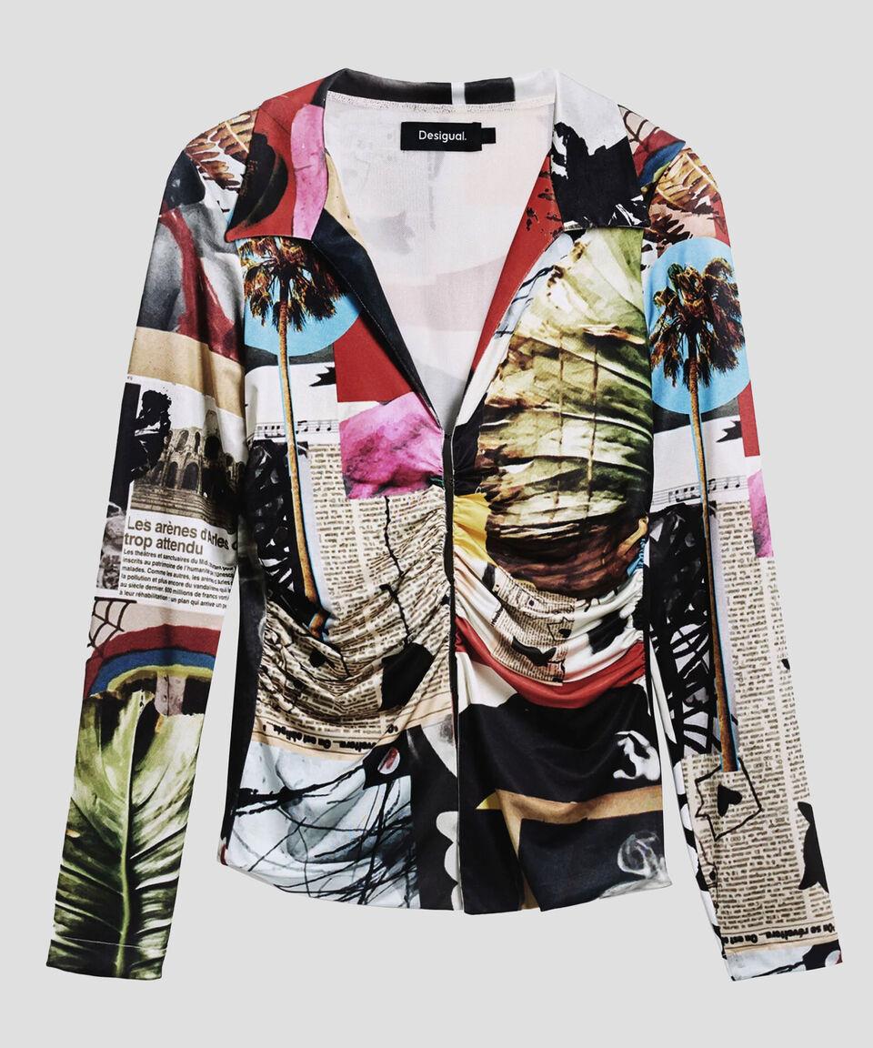 Desigual Playera Cuello V Manga Larga Multidiseño Mujer