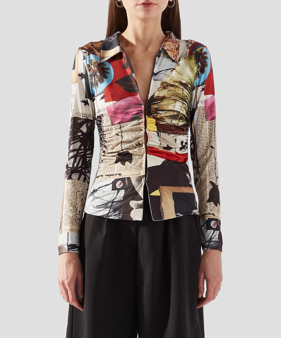 Desigual Playera cuello V manga larga multidiseño Mujer