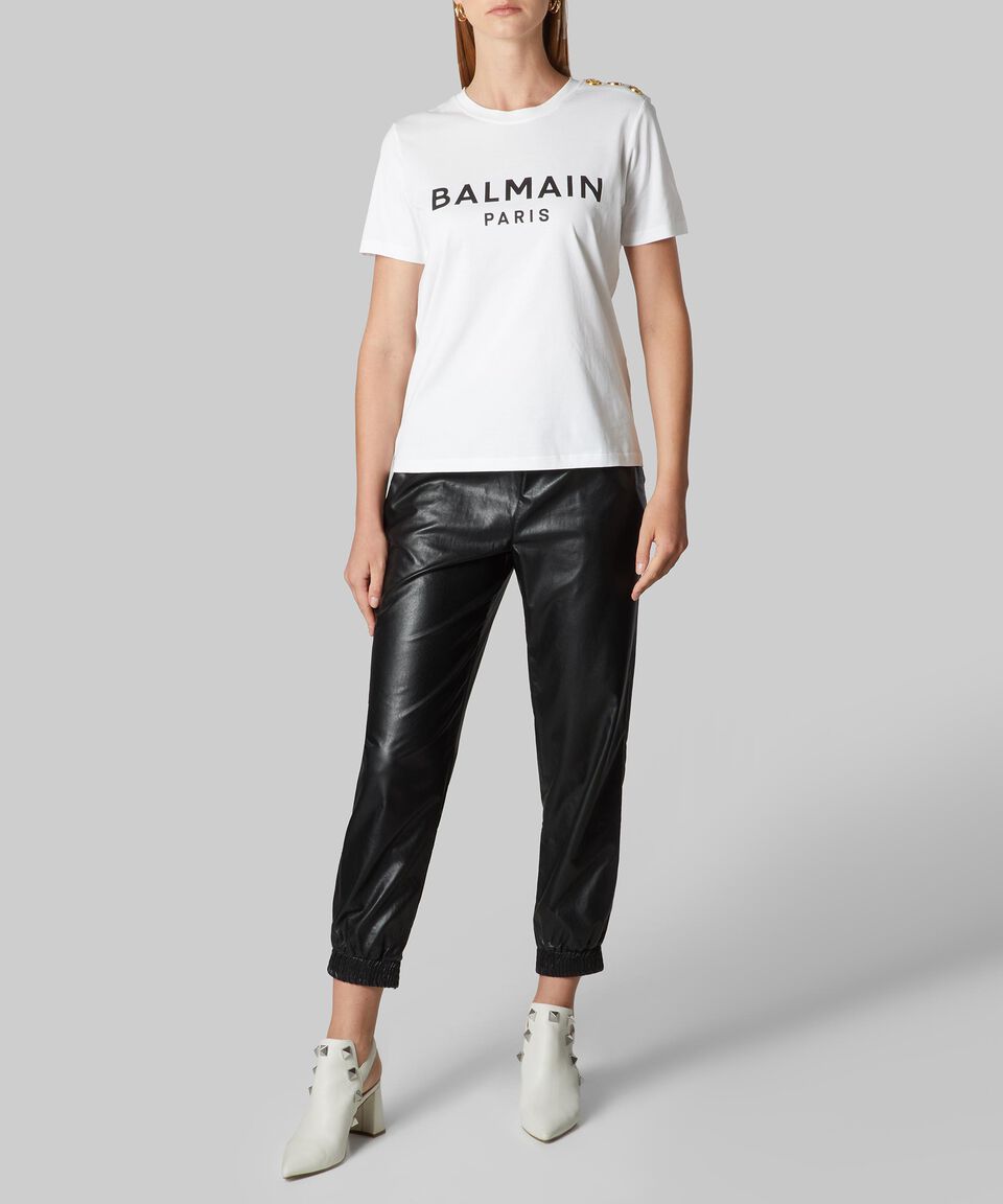 Balmain Playera De Cuello Redondo Con Manga Corta Estampado Mujer