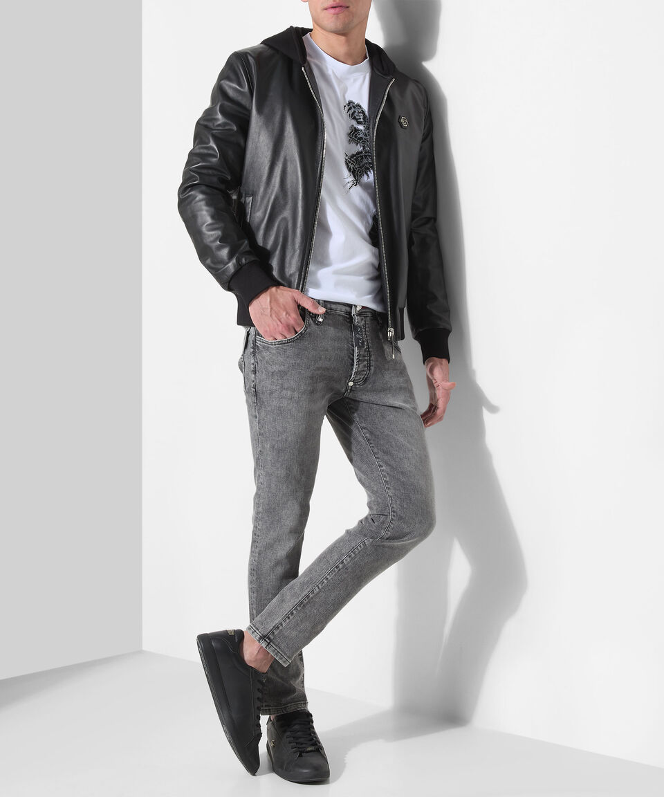 Philipp Plein Playera De Cuello Redondo Con Manga Corta Y Pedrería Hombre