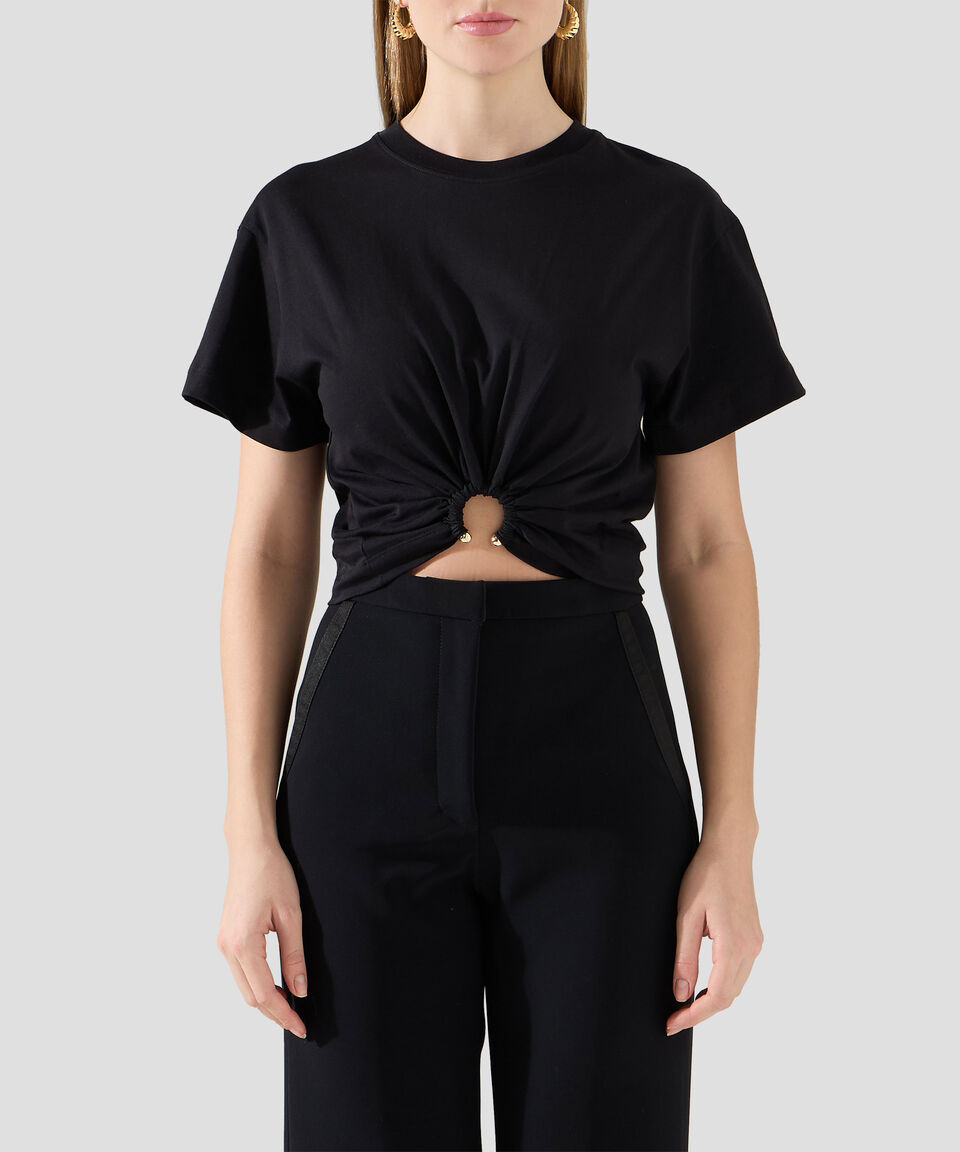 Rabanne Playera lisa corrugada de manga corta Mujer