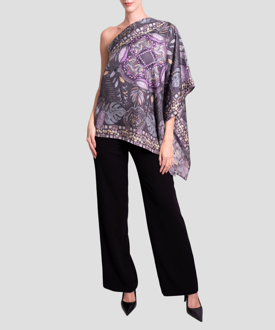 Pineda Covalin Poncho Estampado Máscara De Jade Mujer