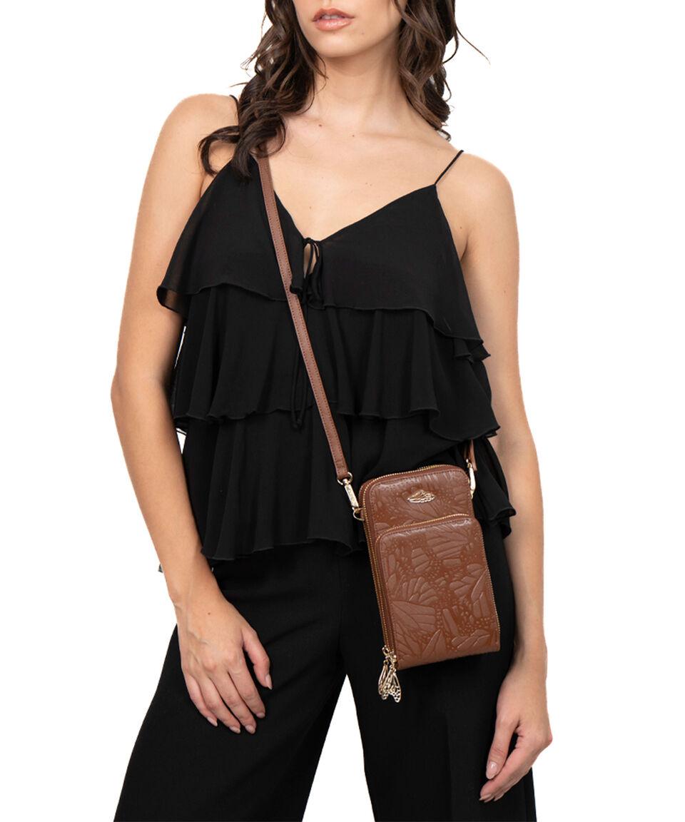 Pineda Covalin Porta Celular Grabado Con Mariposa Mujer